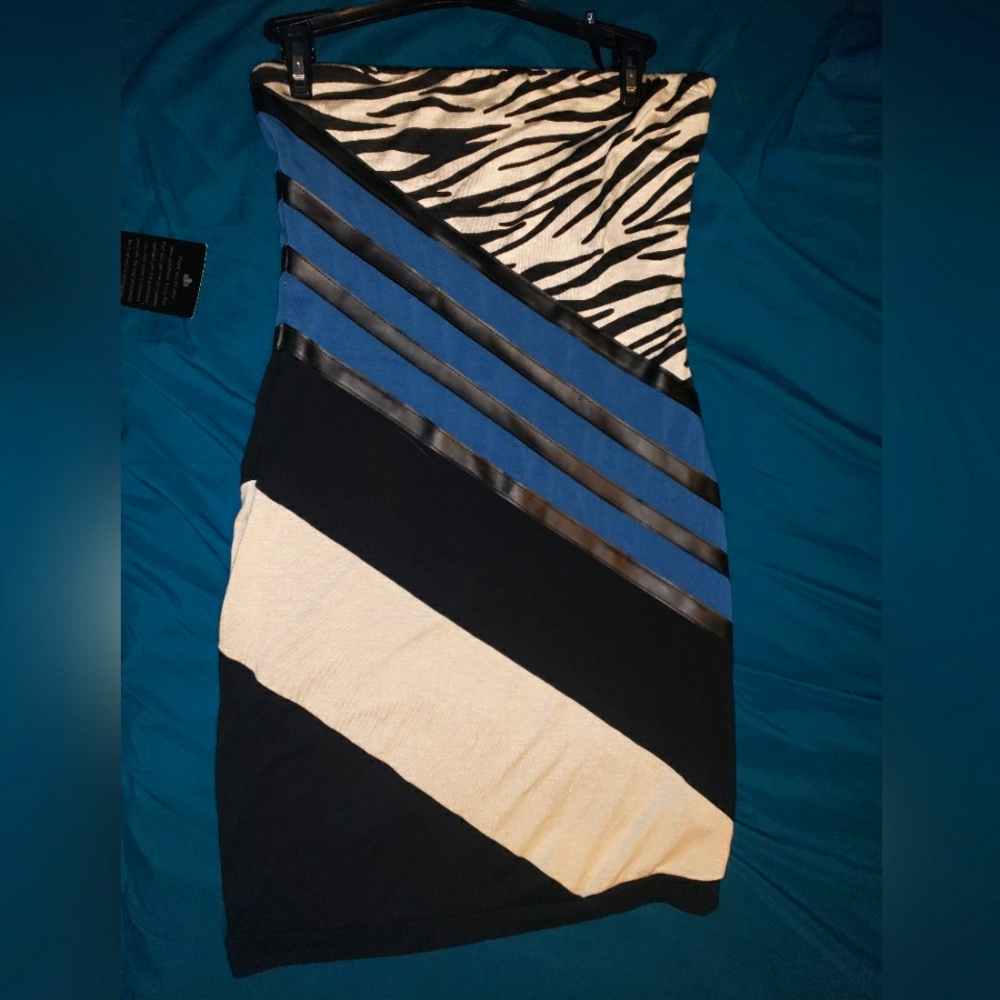 Bebe Addiction Colorblock Tube Mini Dress